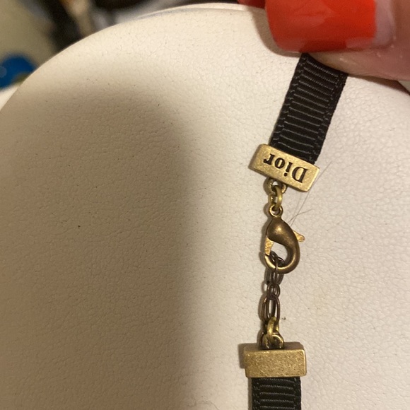 Christian Dior Authentic (Dior A Mour) ribbon brass tone adjustable choker - Picture 2 of 9